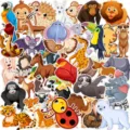 Lot d'autocollants mignons d'animaux de zoo pour ordinateur portable, gourde et carnet. - TQ50-0338 (40 pièces E)
