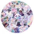 50 Stk. Holografische Süße Cartoon Aufkleber Wasserdichte Vinyl Aufkleber für Skateboard - TQ50-0485