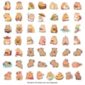 Cute 50pcs capybara stickers waterproof vinyl decals for luggage laptop DIY decoration. - Cute Capybara Style (TQ50-0695)