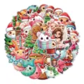 Cute Christmas sticker set waterproof decorative vinyl decals for water bottle laptop - Cartoon Christmas