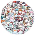 Waterproof Christmas snowman stickers set, cute cartoon decals for water bottle decor. - Snowman