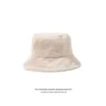 Cappello a secchiello in peluche ispessito bianco crema, stile giapponese, caldo per l'inverno - Beige