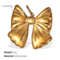 Elegant gold bow pendant made of stainless steel with 18K gold plating for necklace - Bowknot Style (PJ497G) / Gold