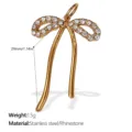 Elegant 18K gold plated stainless steel bow pendant set with sparkling rhinestones - White Rhinestone Bowknot Style (PJ498WEG) / Gold
