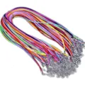 Detailed view of colorful waxed necklace cords with silver lobster clasps for DIY jewelry - 45+5cm Extension Chain / 2.0mm / Multicolor