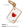 18K Gold Plated Stainless Steel Playing Card Heart Ace Pendant Charm for Jewelry Making - Ace of Hearts Poker Pendant with Enamel Gold (PJ514RDG)
