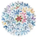 Waterproof Christmas snowflake sticker set, colorful watercolor design for water bottles and gifts. - Snowflake