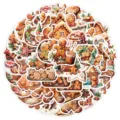 Waterproof Christmas gingerbread man stickers pack, cute holiday decorative decals for water bottles. - Christmas Gingerbread