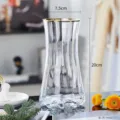 Clear glass vase with gold rim vertical stripes Nordic style modern decorative flower vase for home - S / Transparent Gold Rim