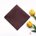 Men's dark brown jacquard pocket square with geometric pattern for formal wear and suits. - Style 5