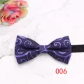 Purple geometric pattern men's formal bow tie detail shot, perfect for wedding suit accessories. - Purple