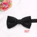 Men formal black bow tie with geometric pattern and crystal details for wedding suit detail. - Black