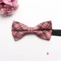 Pink plaid bow tie detail showing fabric texture and pattern, perfect shirt accessory. - Polyester Cotton Bow Ties - a