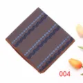 Brown pocket square with blue zigzag pattern, elegant men suit accessory for business events. - Color 004