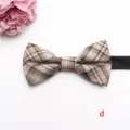Detailed view of the classic beige plaid bow tie with black strap, shirt collar accessory. - Poly-Cotton Bow Ties-d