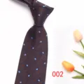 Detalle corbata hombre marrón con lunares azules jacquard, corbata traje negocios clásica. - Color 002