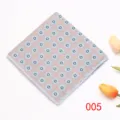 Classic men's pocket square with elegant blue geometric medallion print on beige fabric. - Color 005