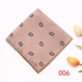 Detailed view of beige pocket square with floral pattern, ideal for formal business suits. - Color 006