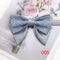 Men's blue plaid double-layer horn bow tie vintage fashion wedding party neckwear accessory - Color 005