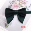 Dark green double layer horn bow tie for men, retro cotton fabric wedding bow tie. - Color 008