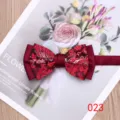 Men paisley bow tie wedding party two-tone wine red elegant formal bowknot necktie - Color 023