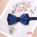 Men's blue patterned double-patched bow tie, stylish accessory for weddings and formal events. - 028
