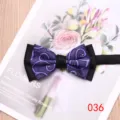 Men's purple and black pattern bow tie, elegant dual color fabric for wedding and party wear. - Color 036
