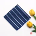 Blue white striped pocket square for men jacquard formal suit handkerchief party - Style 19