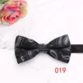 Black paisley pattern men bow tie for formal business wedding suit wear and shirt accessory. - Black Grey Paisley