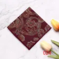 Bourgondische paisley pochet detail, klassiek bloemmotief ontwerp, elegant pak accessoire. - 024