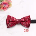 Men's formal floral paisley bow tie in rich red, elegant wedding suit accessory detail. - Red Black Paisley