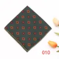 Dark green men's pocket square with geometric diamond pattern, elegant formal suit accessory. - Color 010