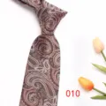 Brown paisley men tie 8cm polyester silk jacquard business suit necktie detail view - Color 010