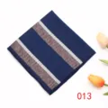 Classic blue pocket square with brown white stripes for men formal business suit accessory. - Color 013