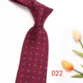 Burgundy silk-blend mens necktie with elegant blue and gold floral jacquard pattern detail. - Color 022