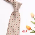 Classic men's beige patterned necktie with elegant geometric square design for business events - Color 019