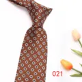 Brown geometric patterned men's tie, classic business style with elegant floral motifs. - Color 021