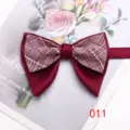 Classic burgundy double-layer horn bow tie for men, stylish retro plaid wedding neckwear. - Color 011