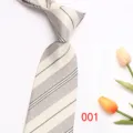 Men's striped tie detail view, elegant business formal necktie showcasing refined texture and pattern. - 001