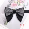 Classic houndstooth and black double layer horn bow tie for men wedding party suit. - 012