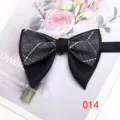 Classic men's black and white plaid double-layer horn bow tie, elegant and retro style. - Color 014