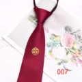 Burgundy zipper necktie for men wedding groom pre-tied necktie with gold charm style - Color 007