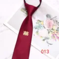 Groom wedding zipper tie burgundy fabric with gold double happiness symbol fashion accessory - Color 013
