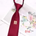 Burgundy wedding zipper necktie with gold double happiness symbol detail 8cm width - Color 016