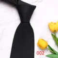 Men's black geometric necktie classic business casual polyester yarn-dyed tie detail view - Color 002