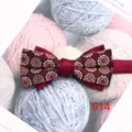 Herren burgunderrote Blumen Fliege Vintage Hochzeit Bräutigam stilvolles Accessoire - 014