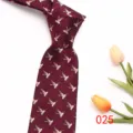 Cravatta da uomo vintage con motivo di anatre in seta tessuta, elegante cravatta bordeaux. - Colore 025