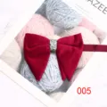 Men velvet bow tie wine red suit shirt bowtie with rhinestone crystal center buckle accessory. - 005 (Wine Red)