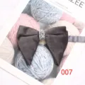 Dark grey velvet bow tie with sparkling rhinestone center knot, elegant suit accessory. - 007 (Dark Gray)