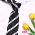 Classic black men's necktie with white diagonal stripes and geometric grid pattern for business. - 013 (Size 6.5*145cm)